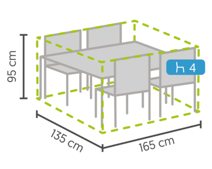 DistriCover tuinmeubelhoes tuinset (voor tafel van 160 cm, incl. 4 stoelen)