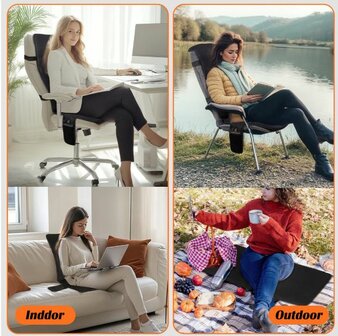 Thermrup&reg; - HS613-L Verwarm zitkussen -  infrarood - 40 x 100 cm - Powerbank + USB laadkabel - wasbaar - 3 warmtestanden 