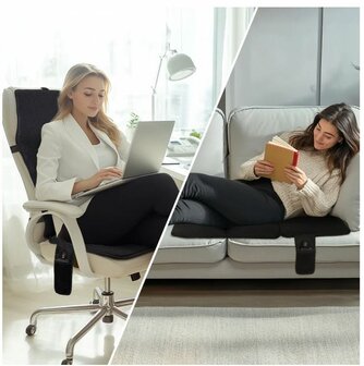 Thermrup&reg; - HS613-L Verwarm zitkussen -  infrarood - 40 x 100 cm - Powerbank + USB laadkabel - wasbaar - 3 warmtestanden 