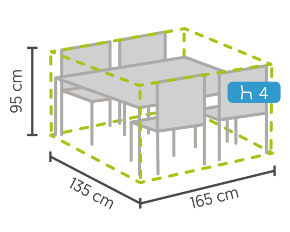 DistriCover tuinmeubelhoes tuinset (voor tafel van 160 cm, incl. 4 stoelen)