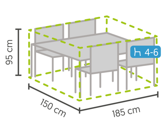 DistriCover tuinsethoes max 185x150x95 cm met 4/6 stoelen