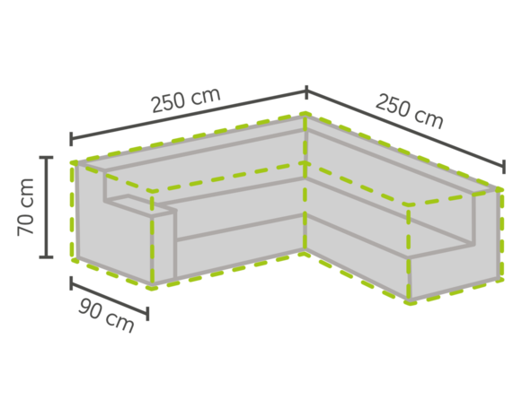 DistriCover Loungeset hoes L-vorm 250/90x250/90x70 cm