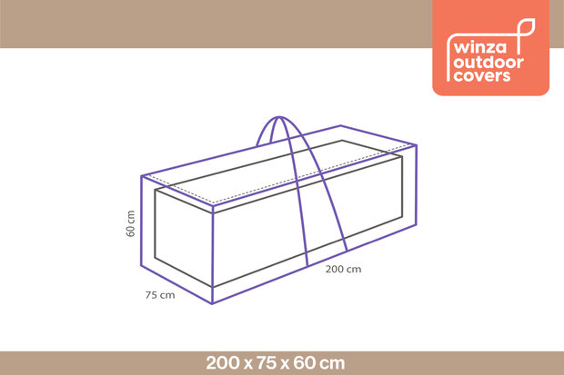 Winza Outdoor Covers - Premium - Lounge Kussentas XL - Afmeting : 200x75x60 cm - 2 jaar garantie
