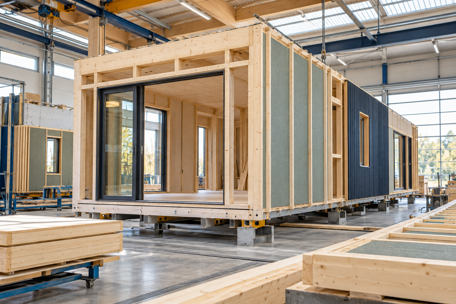 Modulaire prefabwoning in aanbouw