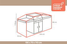 Winza Outdoor Covers - Premium - beschermhoes - BBQ 195 - Afmeting : 195x70x110 cm - BBQhoes - Waterdicht - 2 jaar garantie - Barbecue hoes