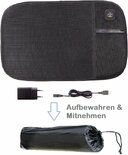 Thermru® stadionkussen - Verwarmd zitkussen met 10.000mAh powerpack - 3 warmtestanden - Voor evenementen, camping, wintersport, thuis en rolstoelgebruik - Zwart - 58x37 cm