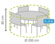 DistriCover Beschermhoes tuinset rond Ø 200x85 cm met 4/6 stoelen.