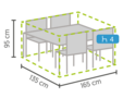 DistriCover tuinmeubelhoes tuinset (voor tafel van 160 cm, incl. 4 stoelen)